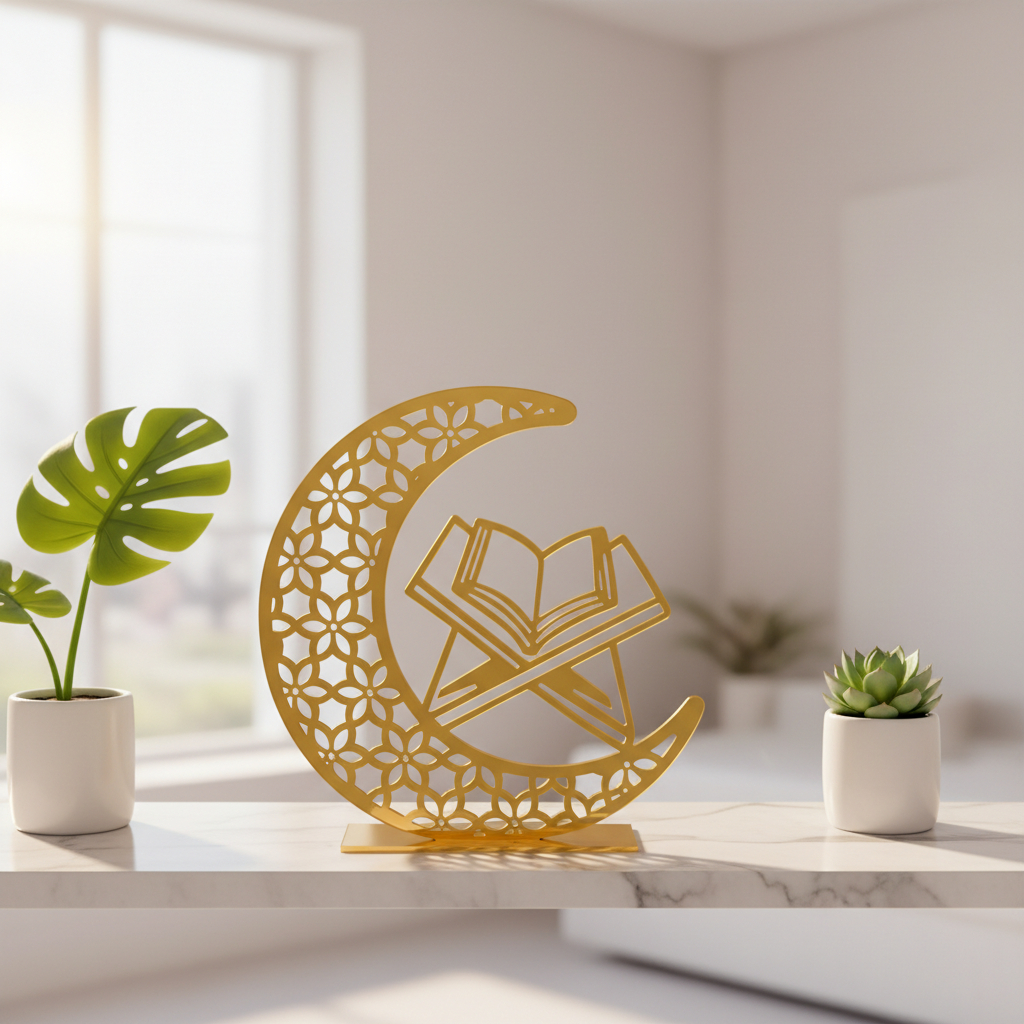 ตกแต่งอะคริลิคลาย Hilal Al-Quran Motif – เครื่องประดับโต๊ะเรียน