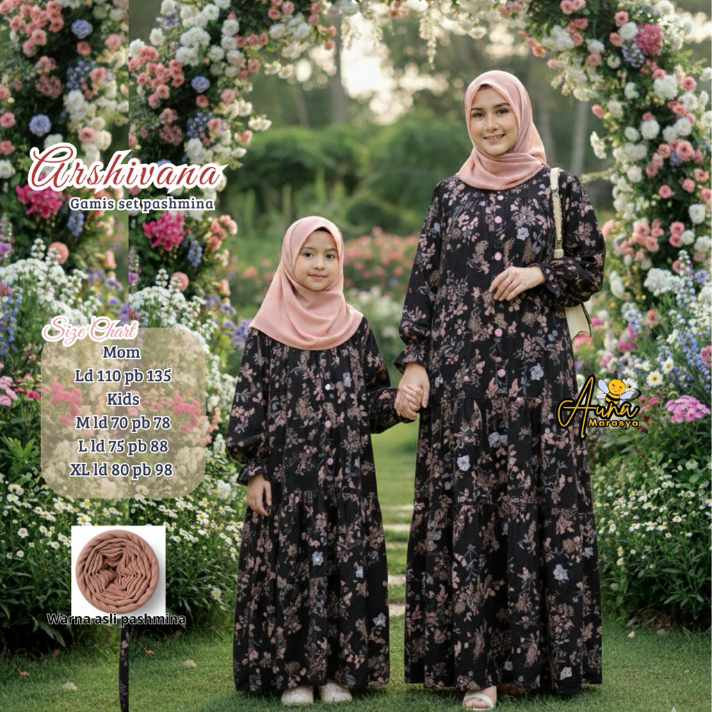 Auna marasya ~ Arshivana gamis mom n kids gamis คู่ lebaran gamis แม่และเด็ก gamis ชุดคู่ hijab เรยอ
