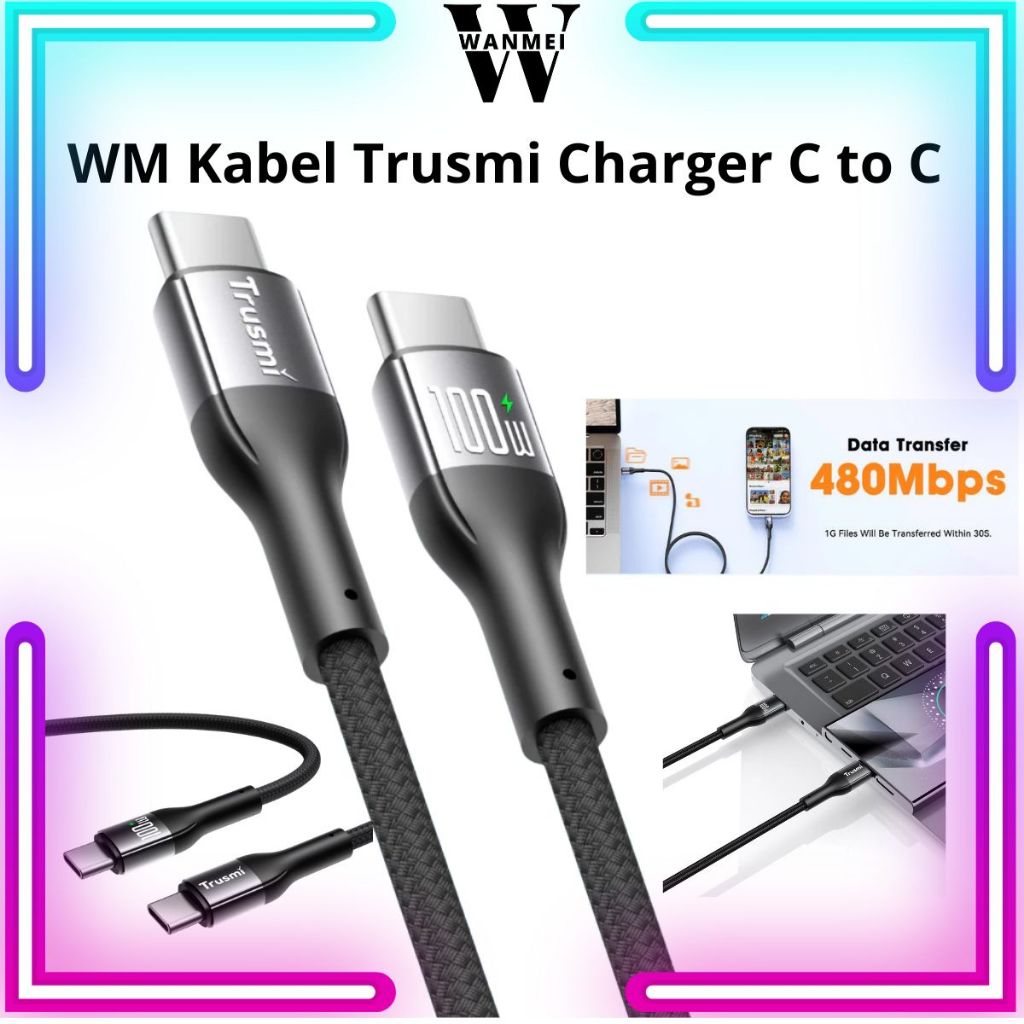 WM Trusmi Cable CA47-12 Charger C to C Braided 100W 1M ยืดหยุ่น