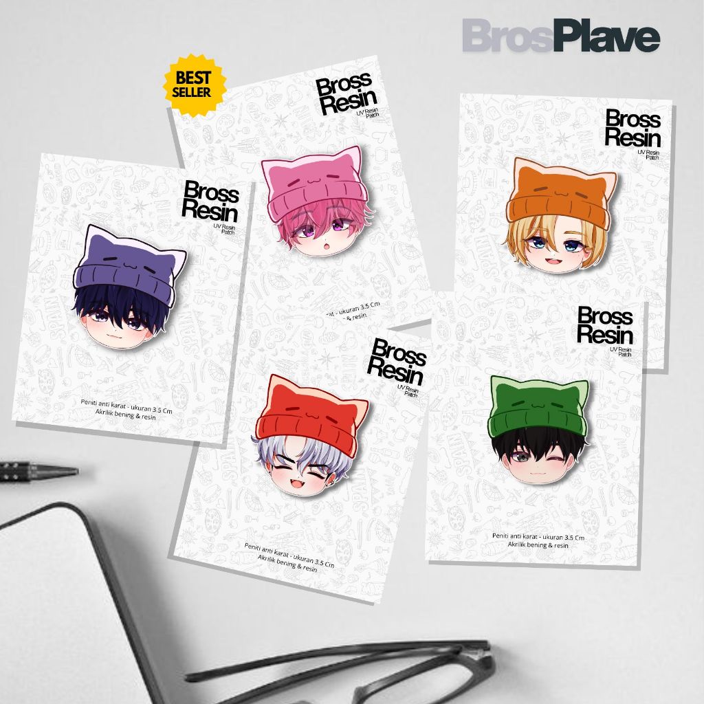 YMS6 - [ BROS ] KPOP PIN BROS - SCHOOL BAG PIN - HIJAB VEIL - T-SHIRT - IDOL GROUP PLAVE MEMBER BIAS