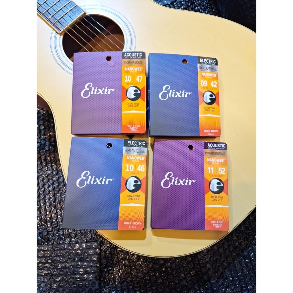 สายกีต้าร์โปร่งและไฟฟ้า Elixir Nanoweb