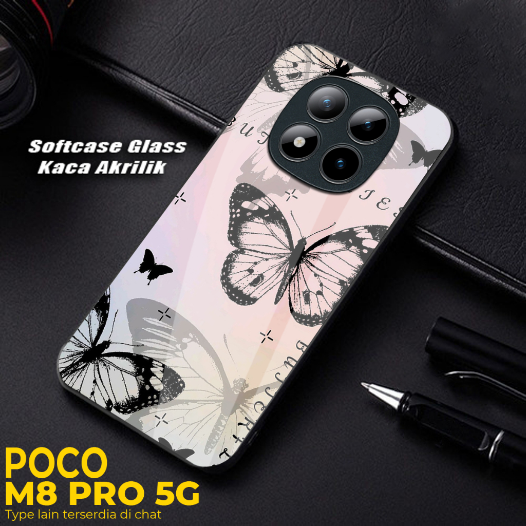 HP เคสโทรศัพท์ POCO M8 PRO ล่าสุด, Softcase, กระจกเคลือบเงา, กันแตก, วัสดุซิลิคอน, พร้อมการป้องกันกล