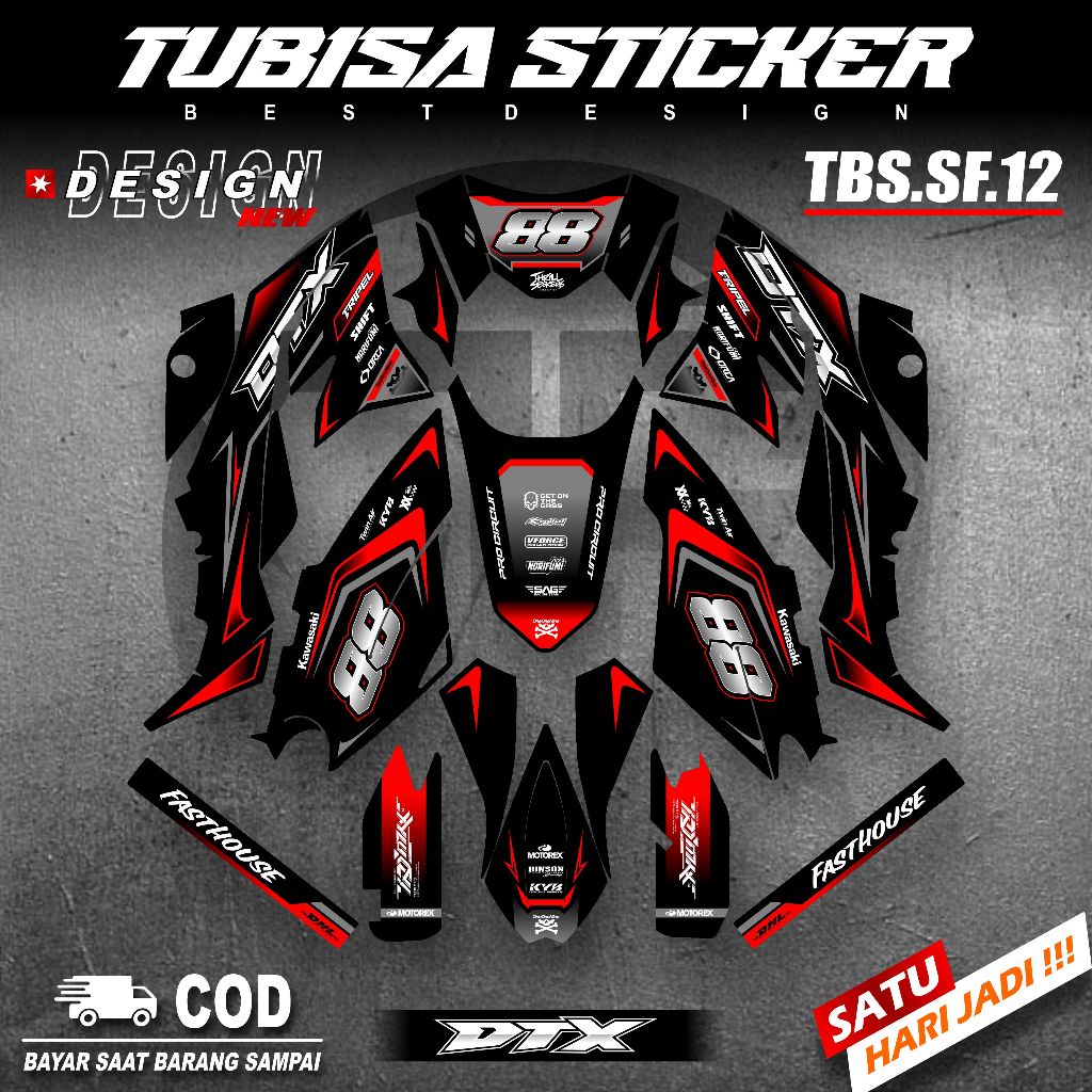 KAWASAKI DTRACKER FULL BODY DECAL - CUSTOM NAME N0MOR ฟรี / ตะแกรงท่อระบายน้ํา TBS.12