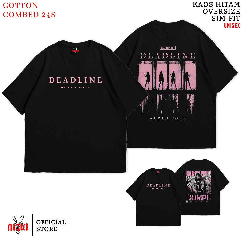 MACDEER BLACKPINK DEADLINE เสื้อยืดสีดํา Oversize slimfit เสื้อยืดสีดํา BLACKPINK 39-41