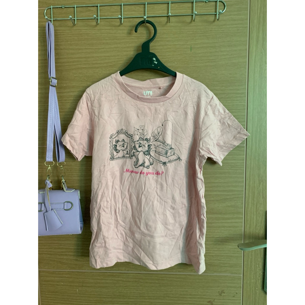 8-12 (Y) Uniqlo x Disney Cat เสื้อยืดท็อปสําหรับเด็กผู้หญิง