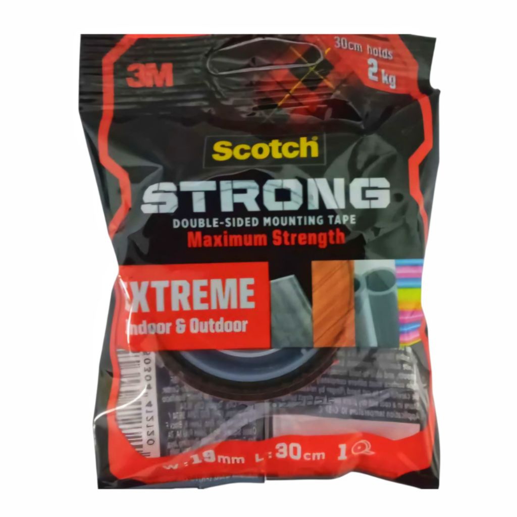 3M Scotch Strong สองด้านเทปติดตั้ง Extreme 2Kg 414-T19 19 มม.X 30 ซม./ในร่มและกลางแจ้งฉนวนกันความร้อ