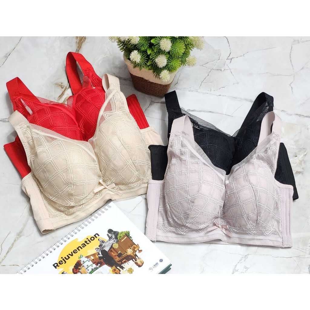 Womens Bra Cup C Thin Foam Underwire Bra Adult Bra Wide Side Cover Hook 4 Size 36-42 Smooth สบายโบรเ