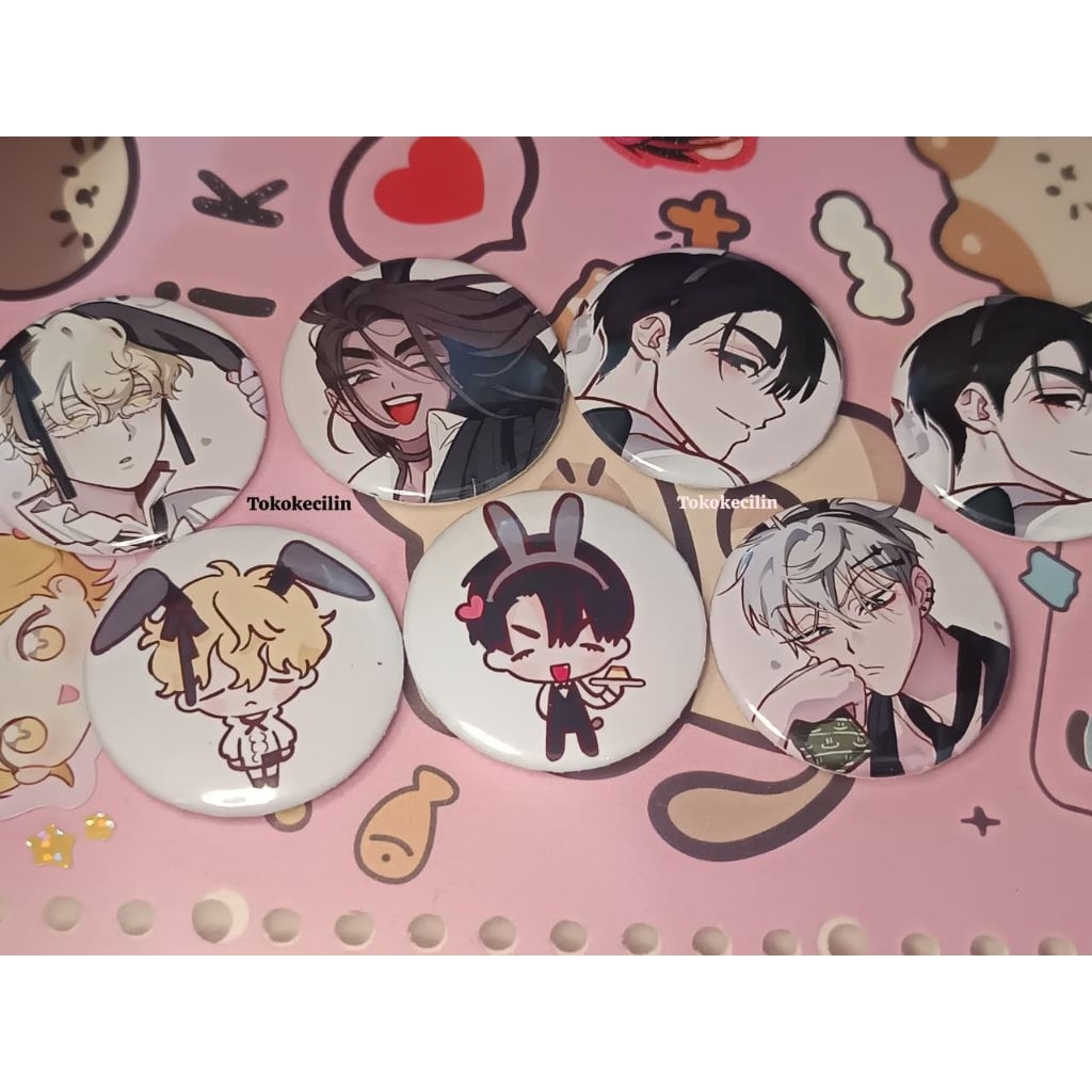 IVANTILL READY Buttonpins Mizisua Hyuluka IvanTill bunny cafe ปุ่มพิน 44 มม.