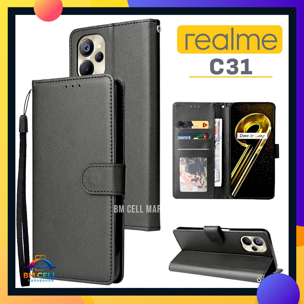 Realme C31 Flip Cover Premium Leather Magnetic Wallet Card & Money Slot – Elegant Book Case