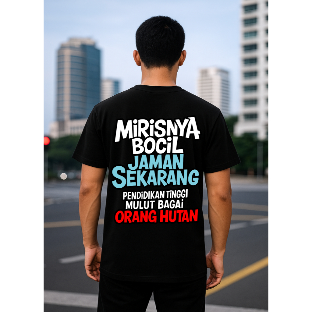 เสื้อยืดผู้ชาย เสื้อยืด Mirisnya Bocil, Jaman Now, เสื้อยืดคอกลม VIiral, เสื้อผ้าผู้ชาย