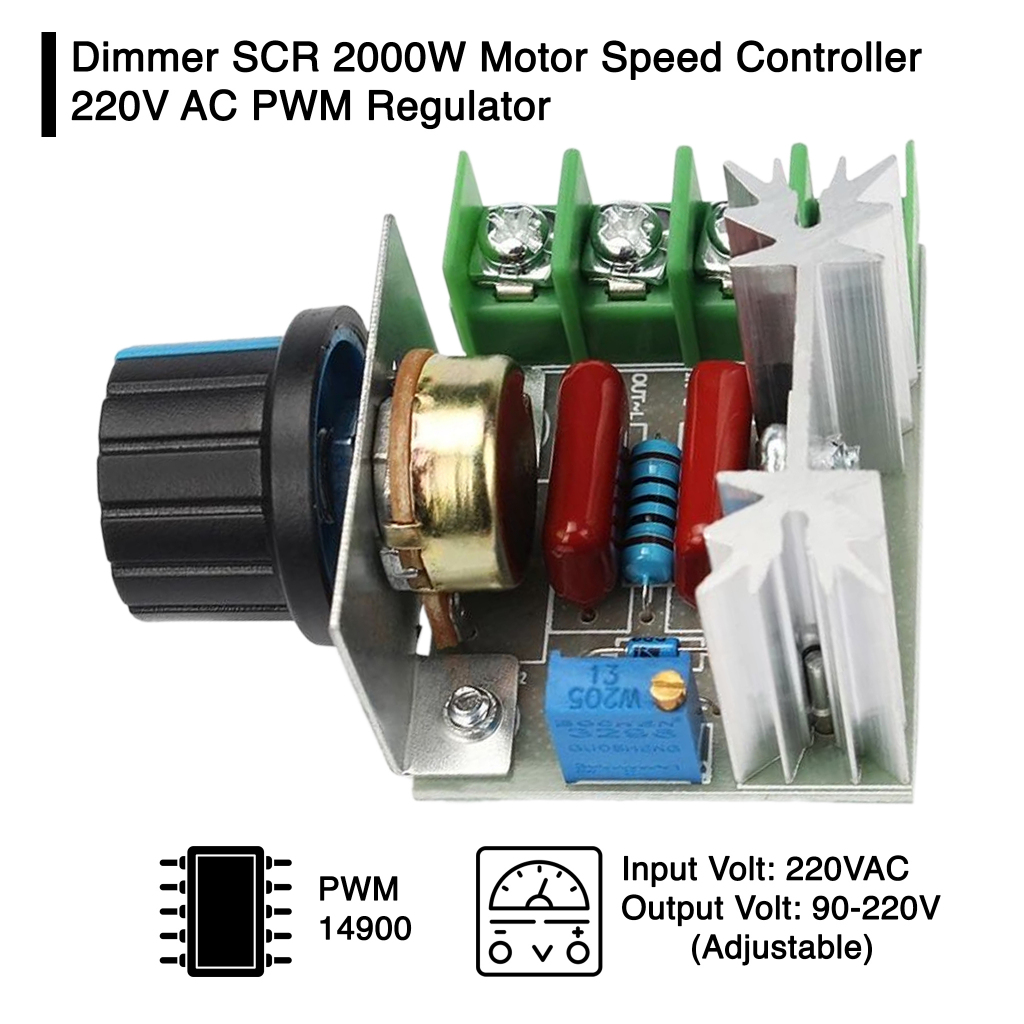 หรี่ไฟ SCR 2000W ตัวควบคุมความเร็วมอเตอร์ 220V AC PWM Regulator - 14900