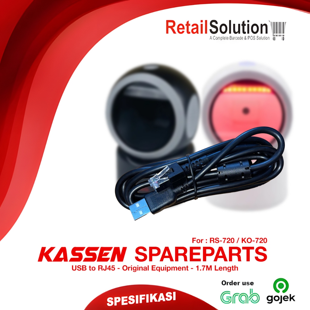 สายเครื่องสแกนบาร์โค้ด USB 1.7M - Kassen RS720 RS-720 KO720 KO-720