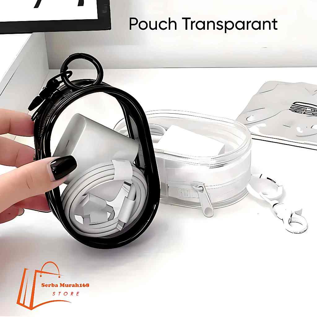 SB168 Mini Bag Pouch Cable Storage Pouch Aesthetic Transparent / Hanging Data Cable Storage Box Cabl
