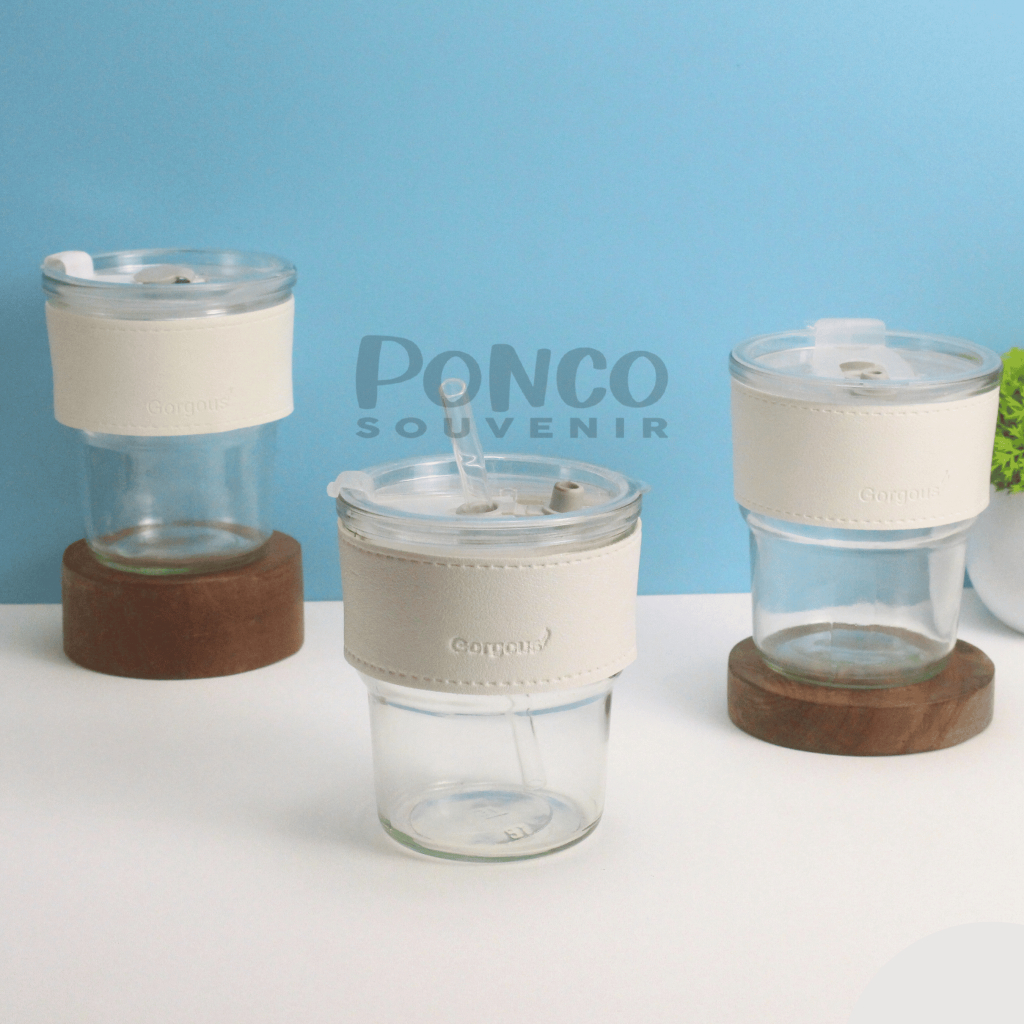 แก้วสุนทรียศาสตร์พร้อมหลอดแก้วสีขาว 420 ML ไม่มีกล่อง