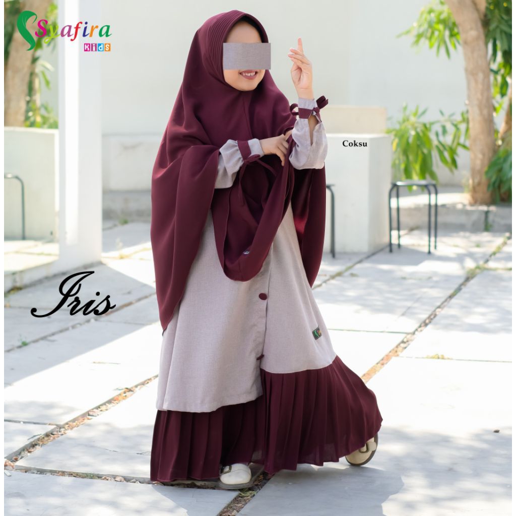 KATUN Gamis set Iris cotton Medina mix Wolpis By Syafira Kids