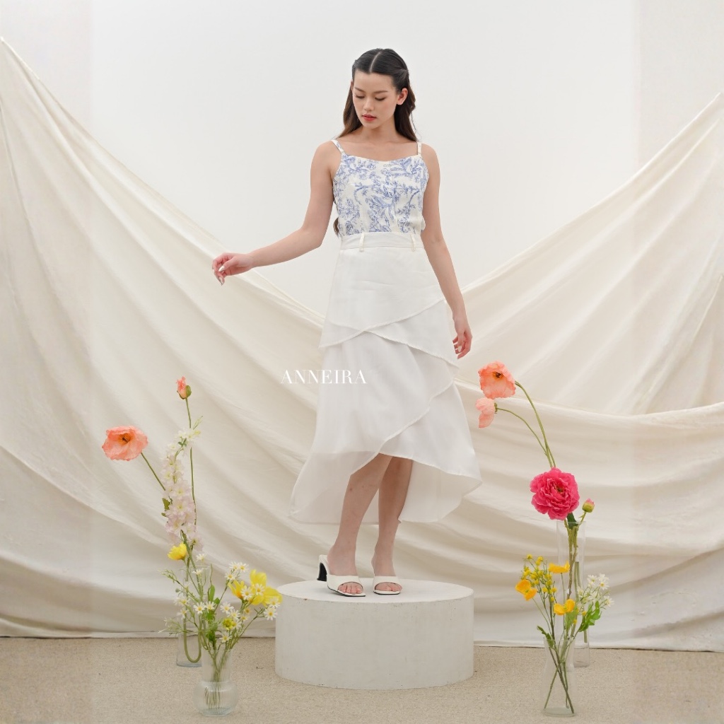 ANNEIRA - CELINE LAYER SKIRT - SILK FLARE LAYER ASYMMETRIC SKIRT