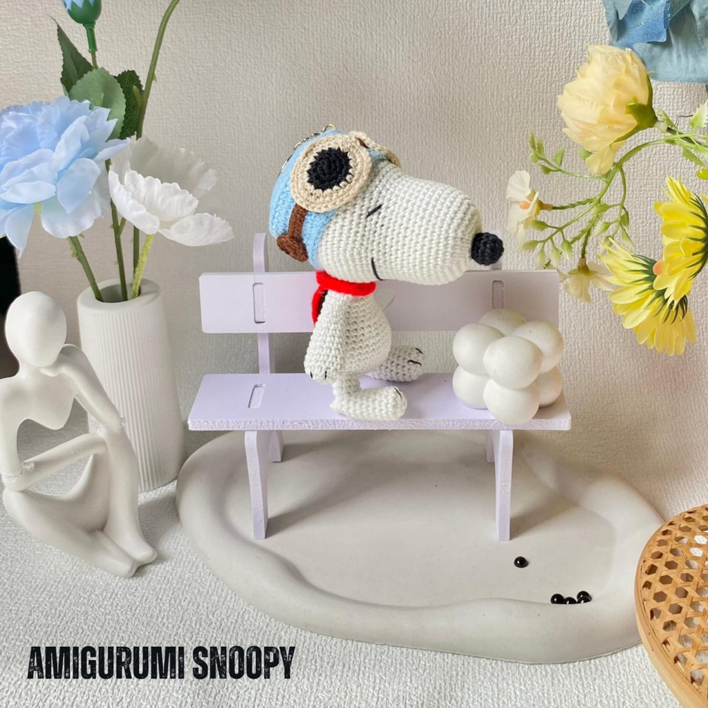 GANTUNGAN SNOOPY DOLL/ AMIGURUMI SNOOPY/พวงกุญแจถัก/ตุ๊กตาถัก/พวงกุญแจสนูปปี้
