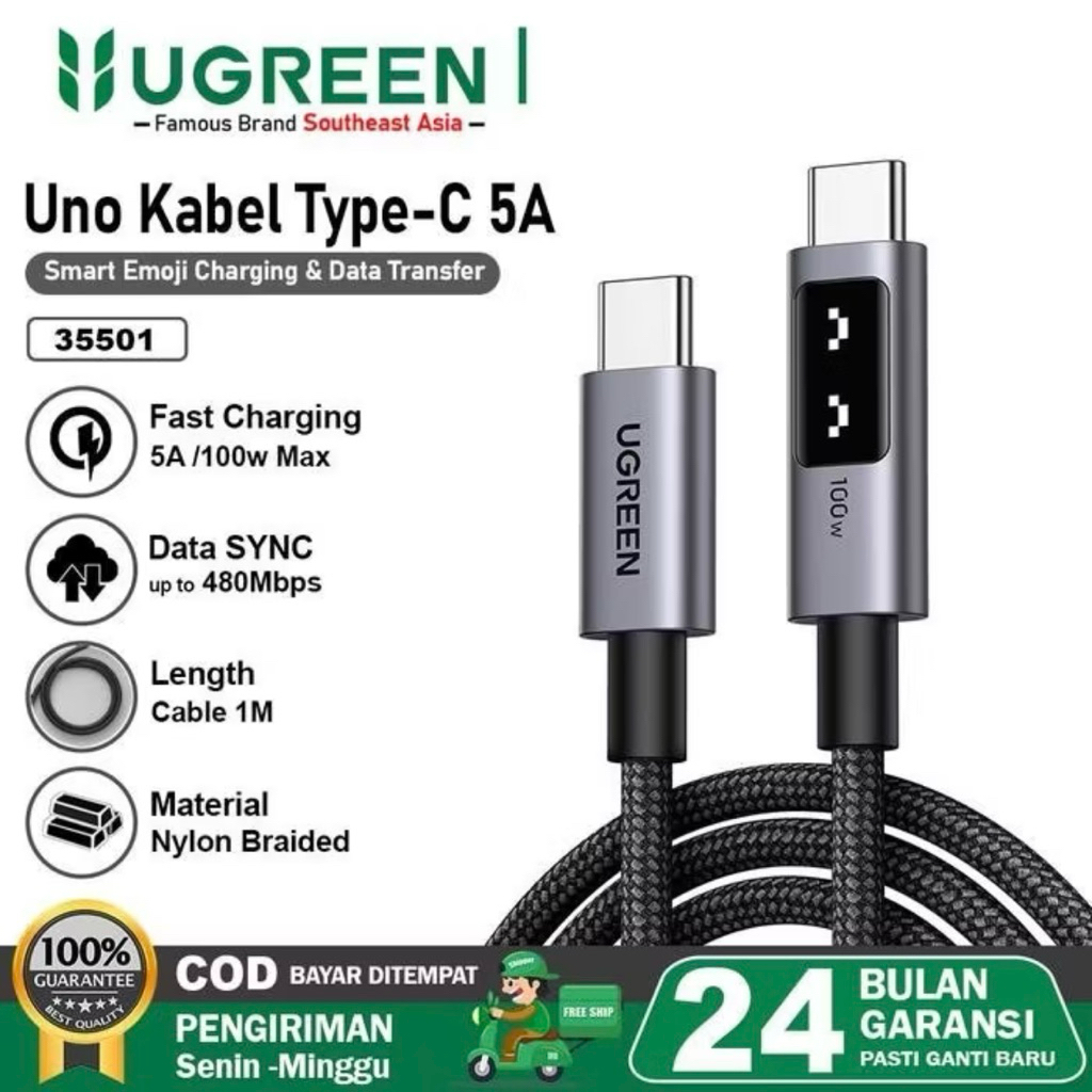 UGREEN Uno 35501 Type C ถึง Type C 100W