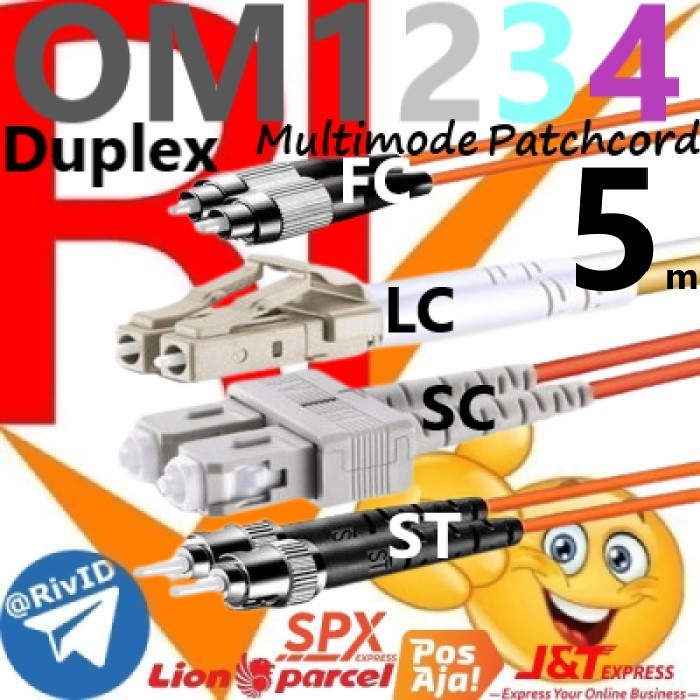 Patchcord Duplex 5m FC LC SC ST Multimode OM1 OM2 OM3 OM4 สายแพทช์ 5 เมตร Fiber Optic Multi Mode