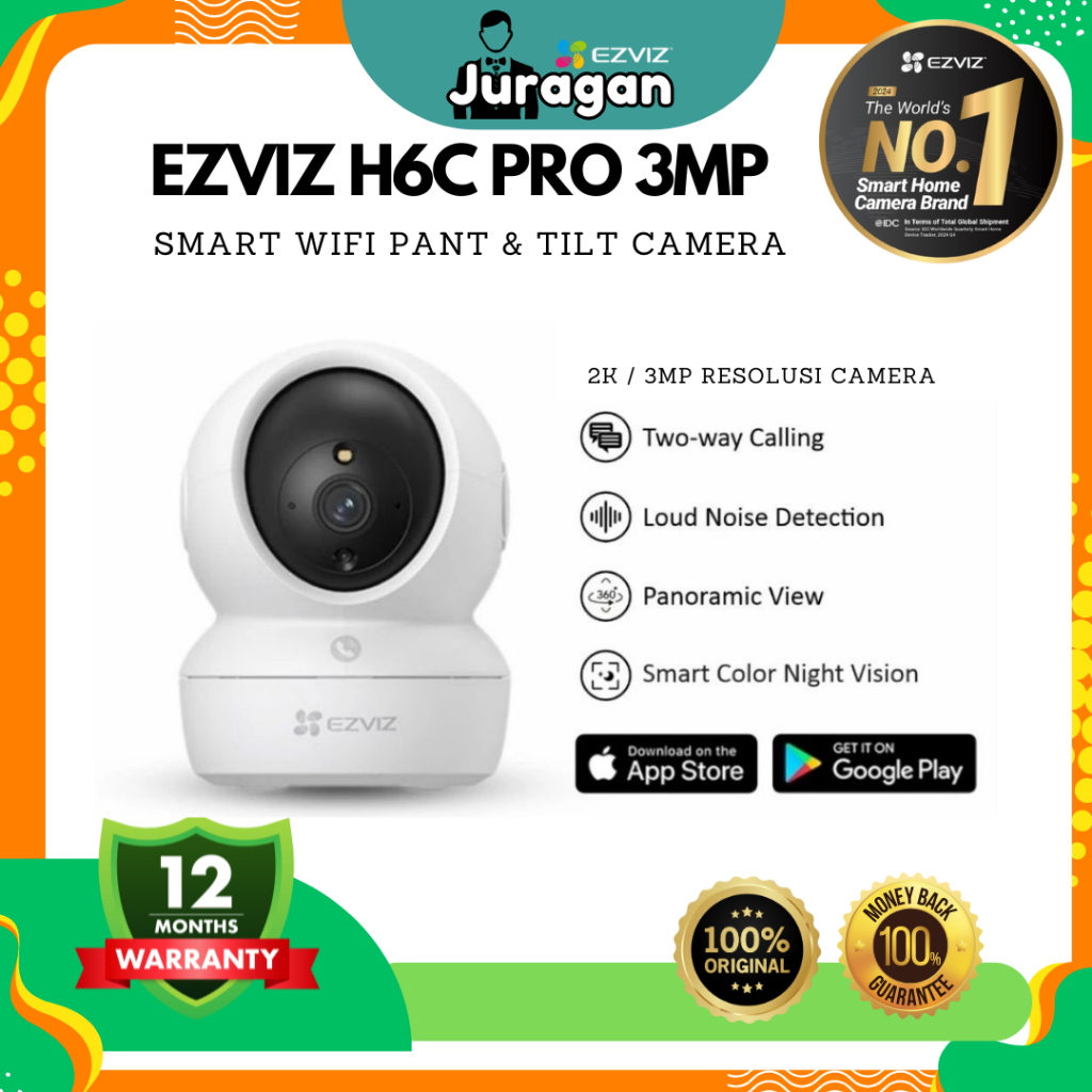 EZVIZ H6C Pro 2K 3MP Pan & Tilt กล้องบ้านอัจฉริยะ