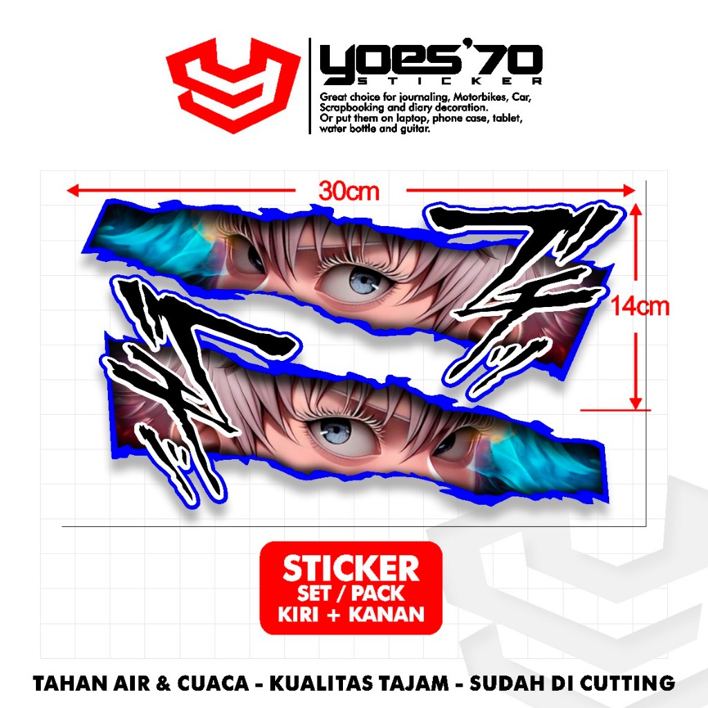 MATA UNIVERSAL ANIME EYE STICKER / 37 EYE / HELMET STICKER - MOTORCYCLE - CAR - LAPTOP - BIKE / ETC.