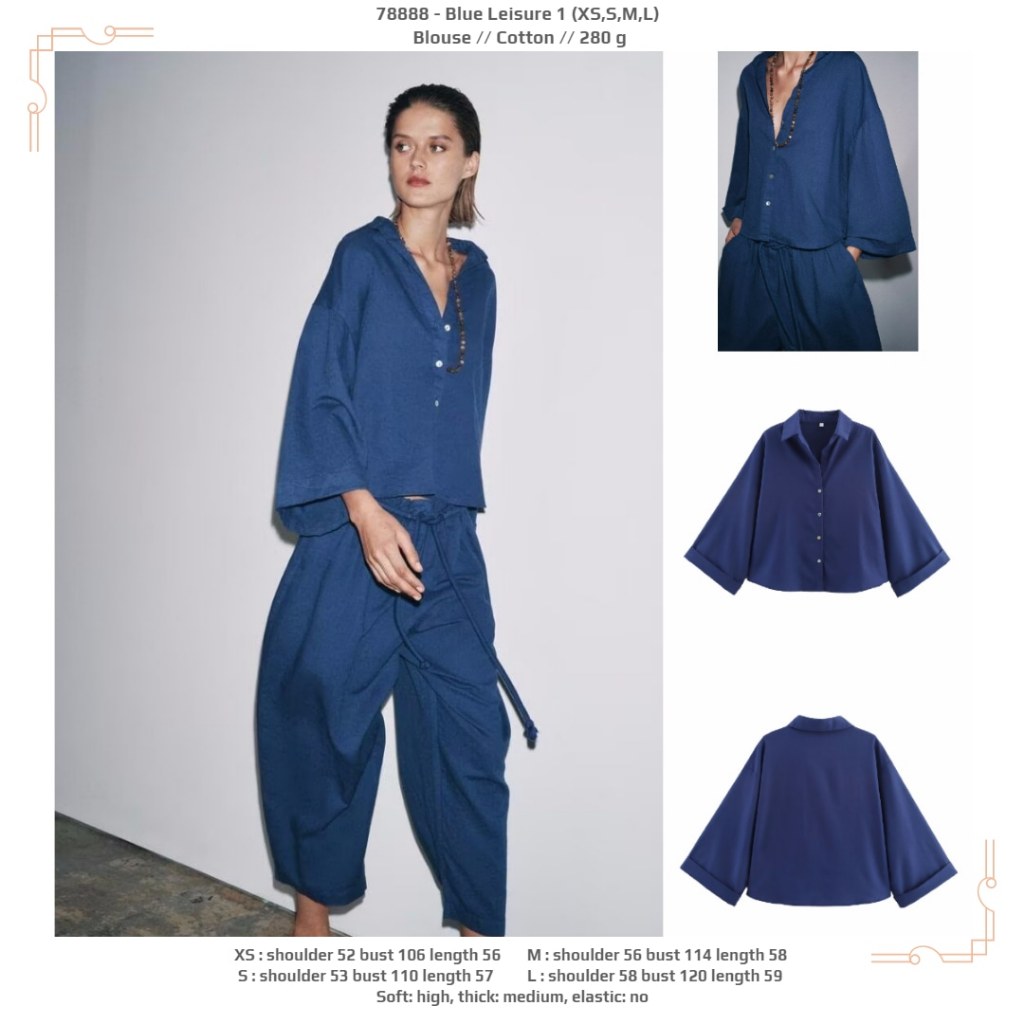 LHH88 - Blue Leisure 1 (XS,S,M,L) - เสื้อเบลาส์