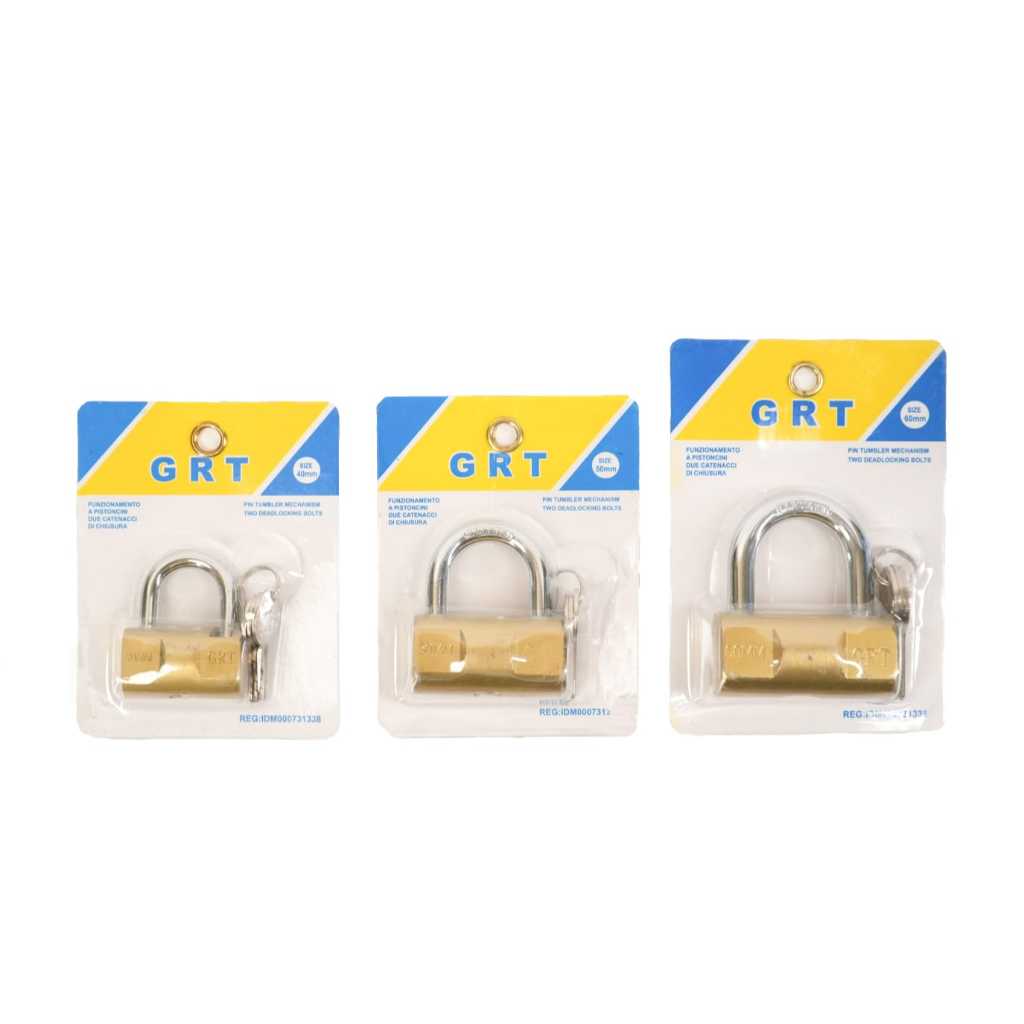 GRT กุญแจบล็อกสีเหลืองขนาด 40 มม. คอสั้นป้องกันสนิมป้องกันการโจรกรรม + กุญแจ 3 ชิ้น