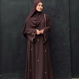 Yasmen abaya dress bahan marbela anti uv aplikasi payet mutiara abaya umroh anti uv simple mewah elegant