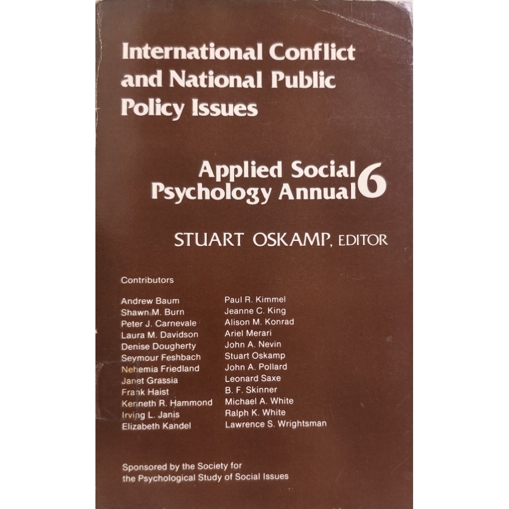 INTERNATIONAL CONTLICT และ NATIONAL PUBLIC ISSUES APPLIED SOCIAL PSYCHOLOGY ANNUAL 6 ใช้แล้วต้นฉบับ