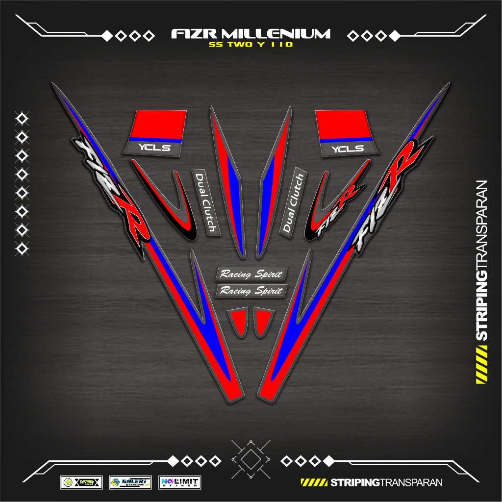 TRANSPARENT STRIPING UV F1ZR MILLENIUM K8 MOTIF YAMAHA F1Z R สติ๊กเกอร์ใส FIZR VARIATION LIST สติ๊กเ