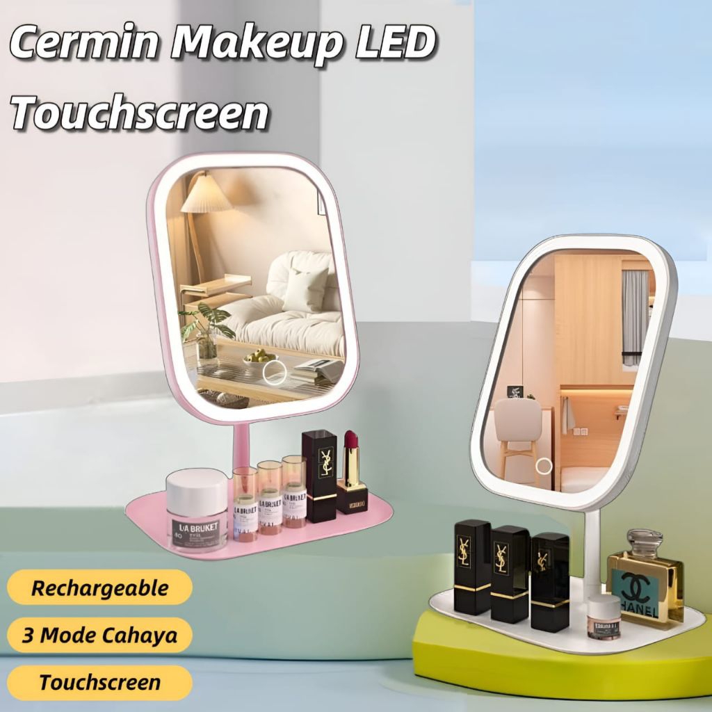 TOMBOL LED Mirror / LED Light Mirror / กระจกแต่งหน้าตั้งโต๊ะพร้อมปุ่มสกรีน Toch •Jshop•