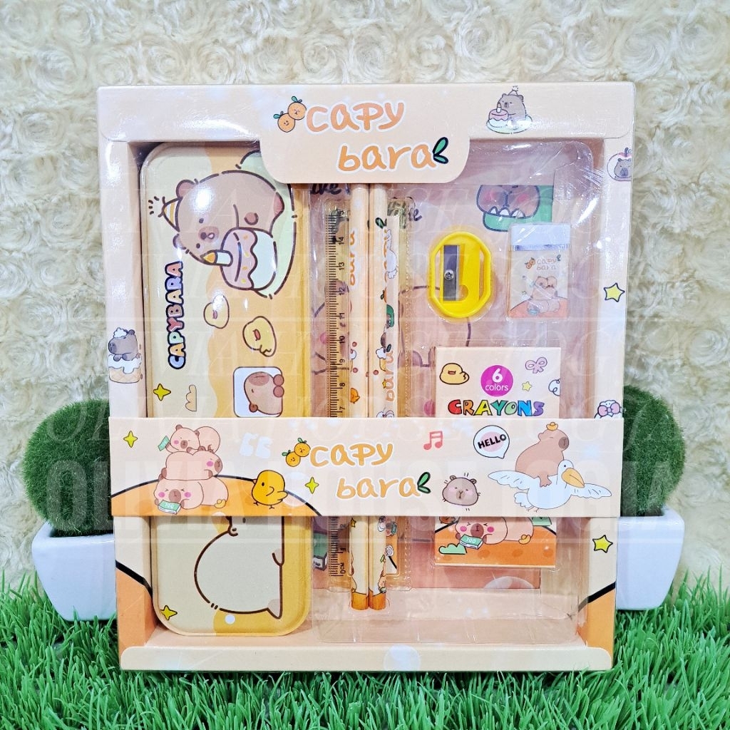 ชุดเครื่องเขียน Capybara 6in1 ช็อกโกแลต 8015 Crayon Stationery Capybara Crayon 6 ชิ้น