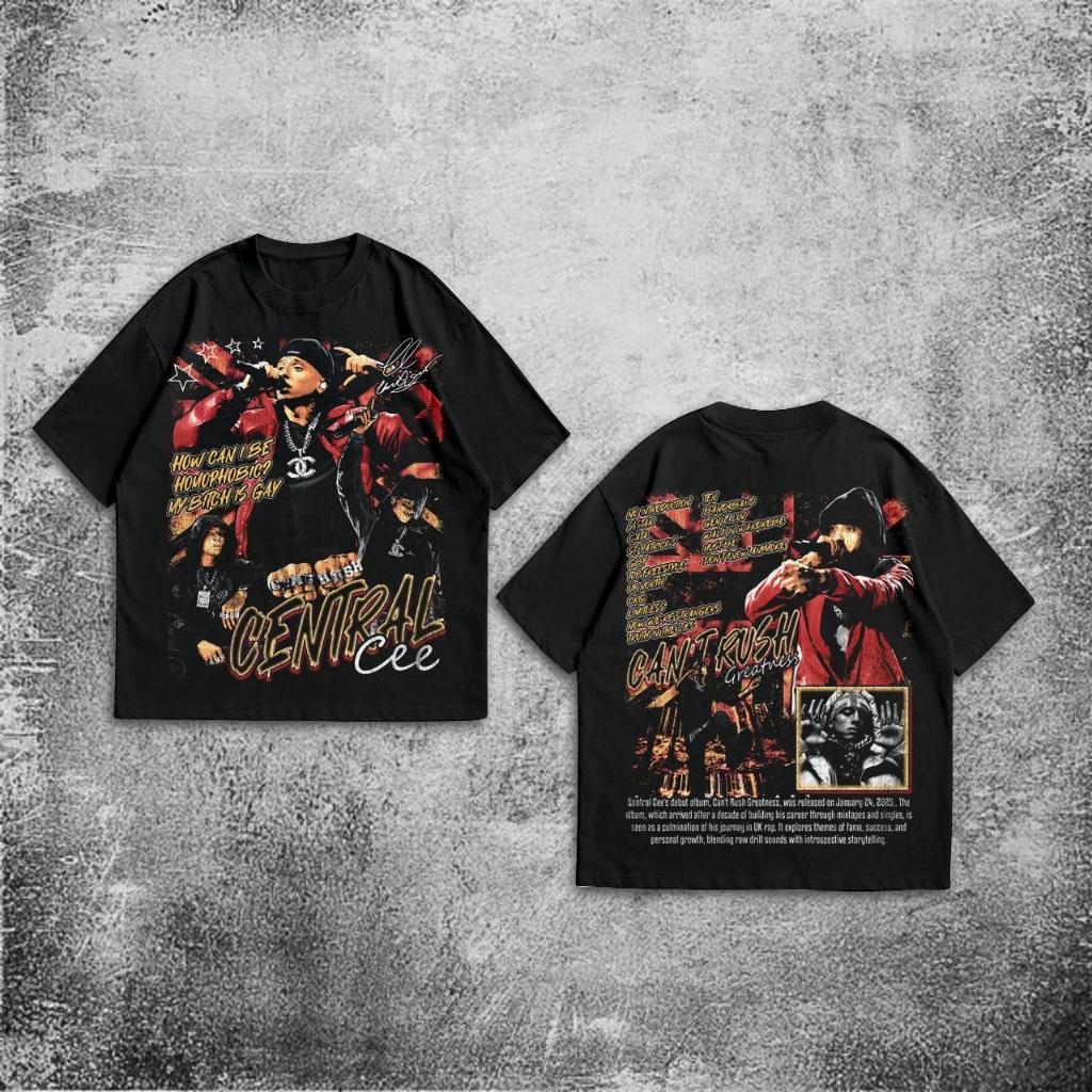 เสื้อยืด P&B Oversize Central Cee - เสื้อยืด Vintage Central Cee Oversize Black 20s