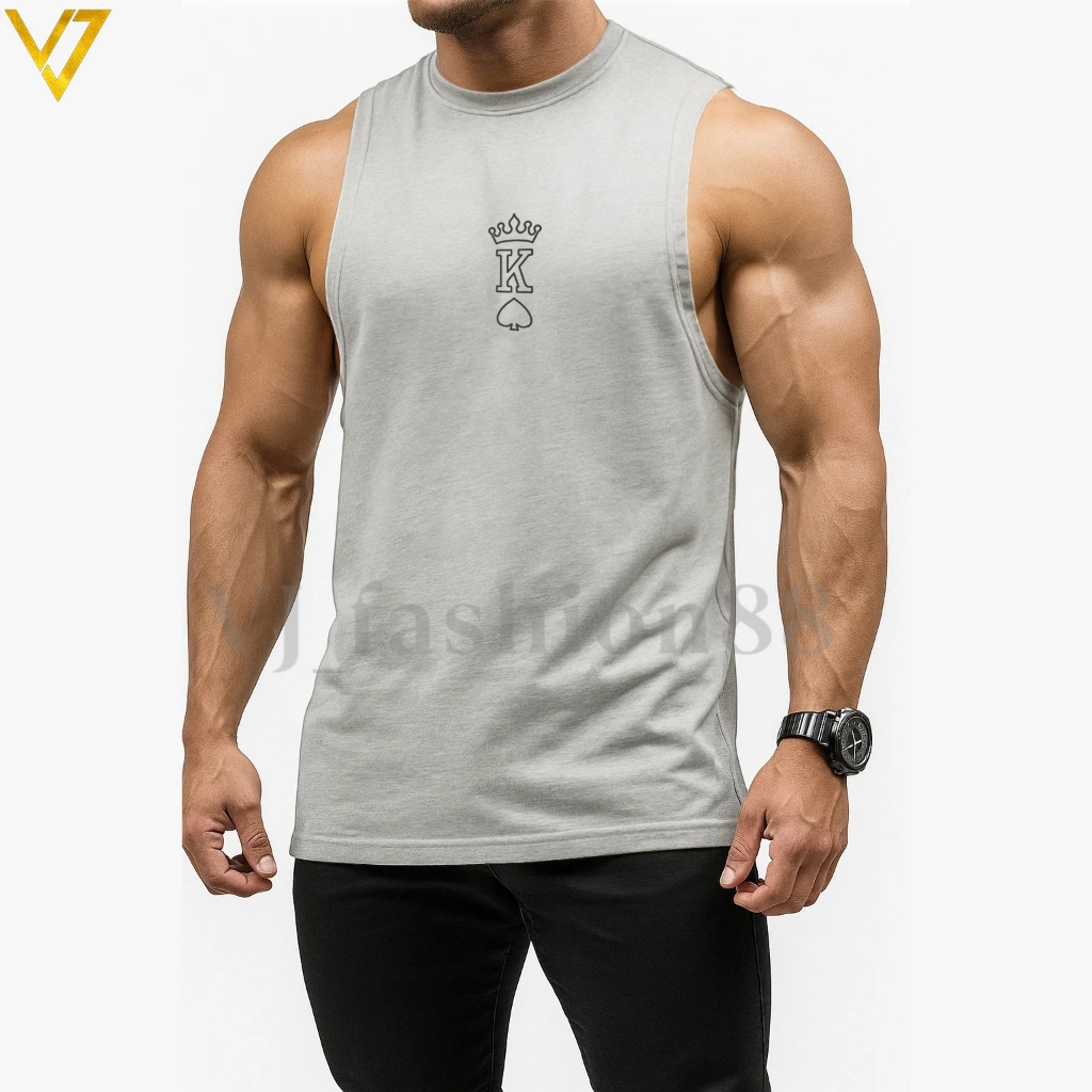 King Edition Muscle Cut Tanktop Sport Gym Fitness เสื้อกล้ามผู้ชายแขนกุด
