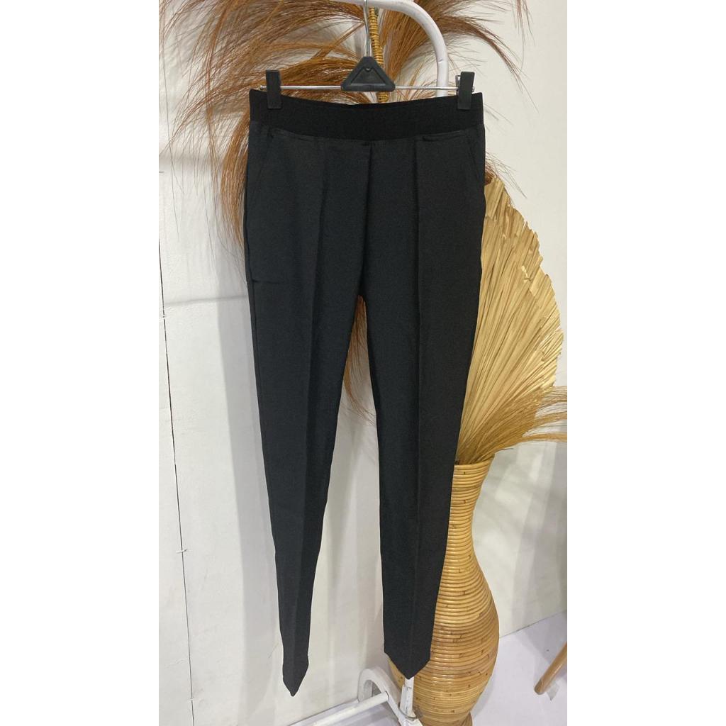 I LIVES กางเกงสีดําสําหรับผู้หญิงพร้อมเอวยาง