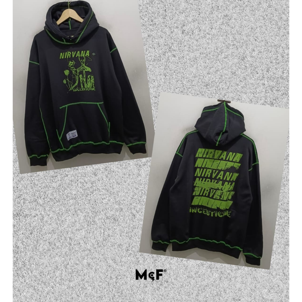 เสื้อฮู้ด Oversize สีดํา Nirvana Mc.F Supply co