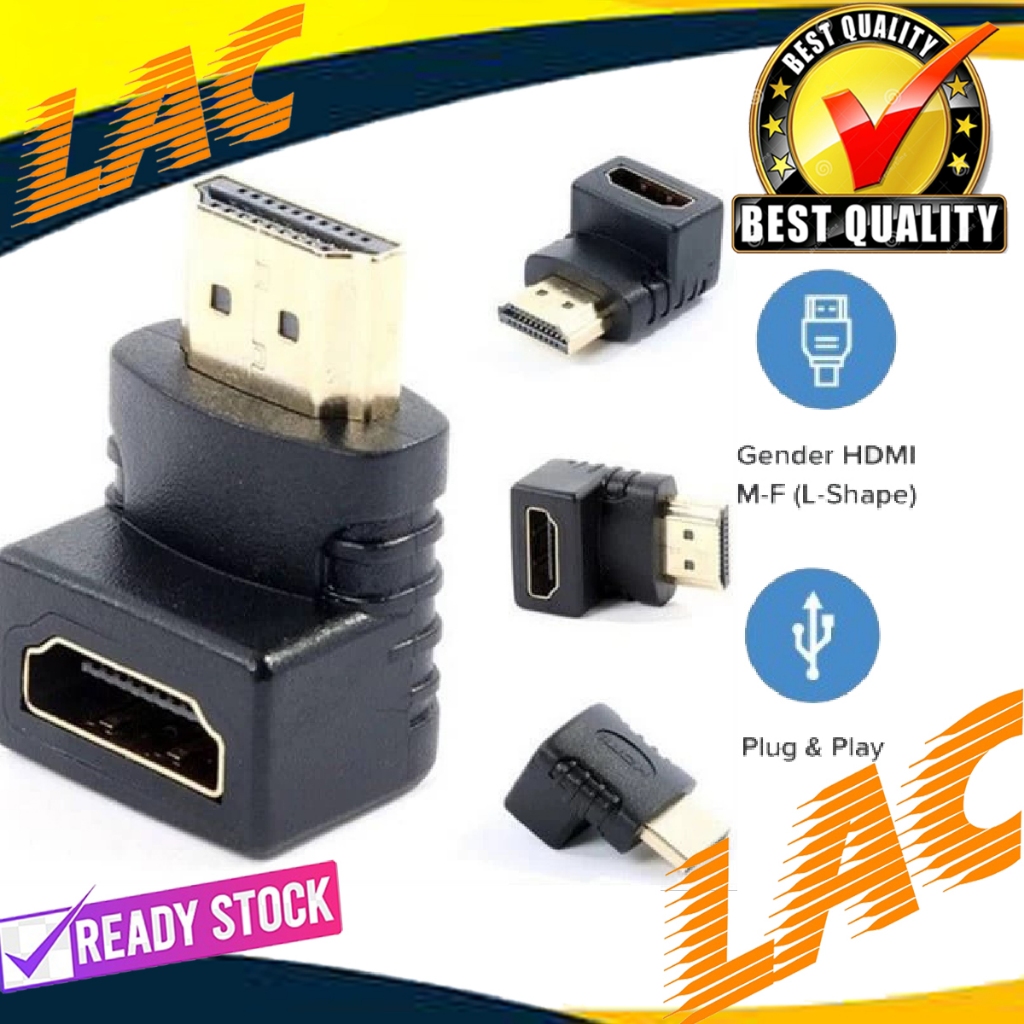 SIKU Male To Female Male Gender HDMI Connector / L 90 Elbow HDMI