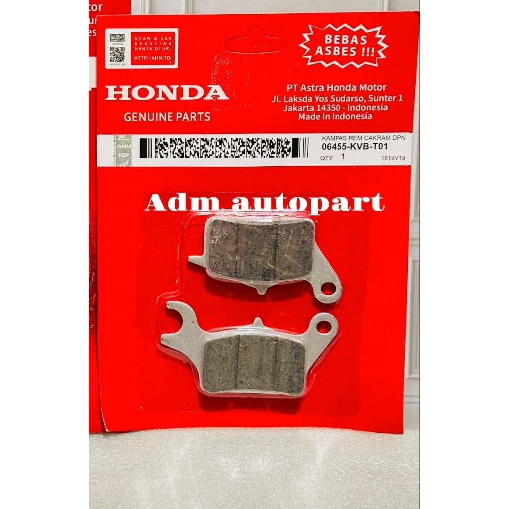 LOKAL ผ้าเบรคหน้าKVB Beat Deluxe Beat K1A led Beat street K1A led Scoopy Pristig Scoopy K2F ORI ท้อง