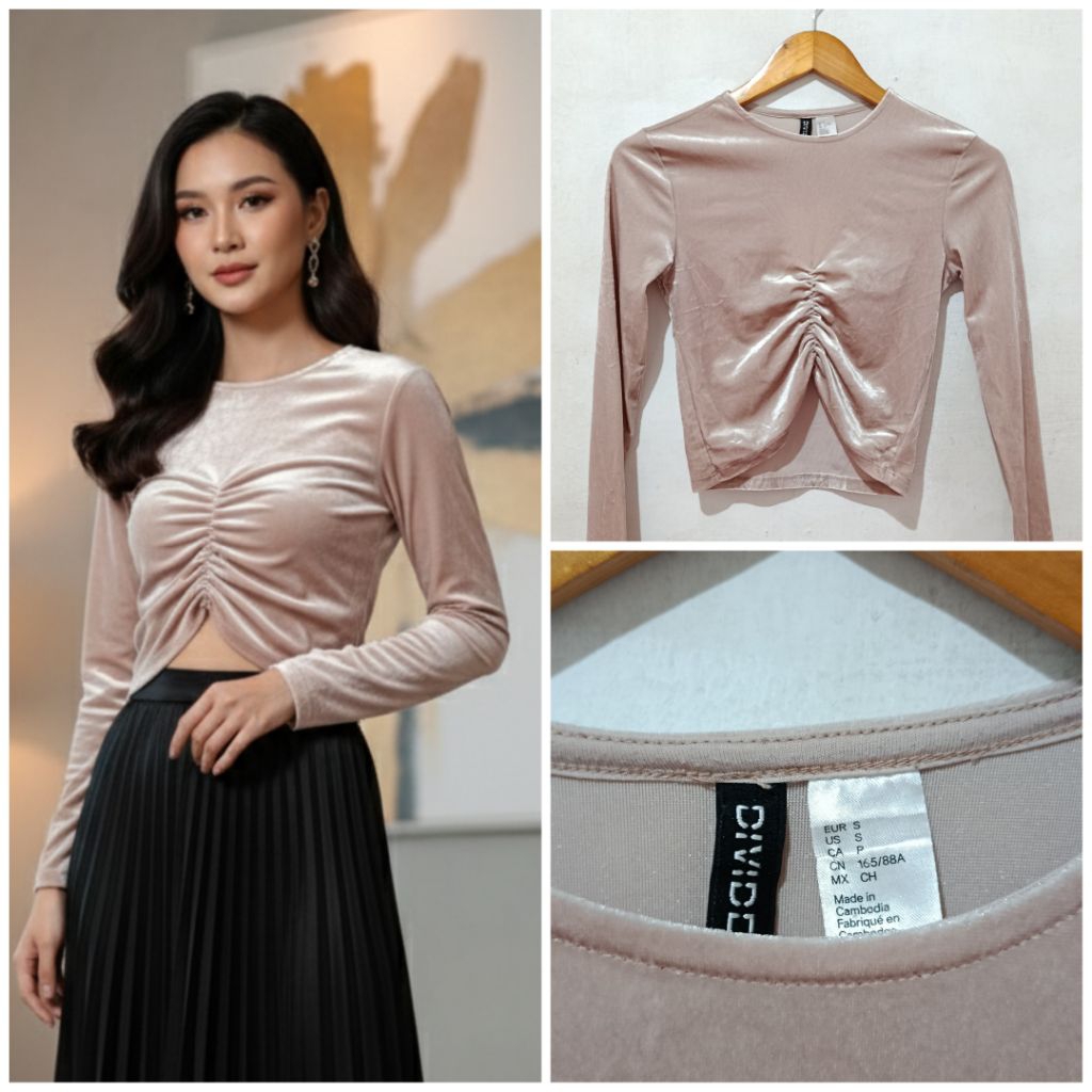 HNM กํามะหยี่สีชมพู BLOUSE