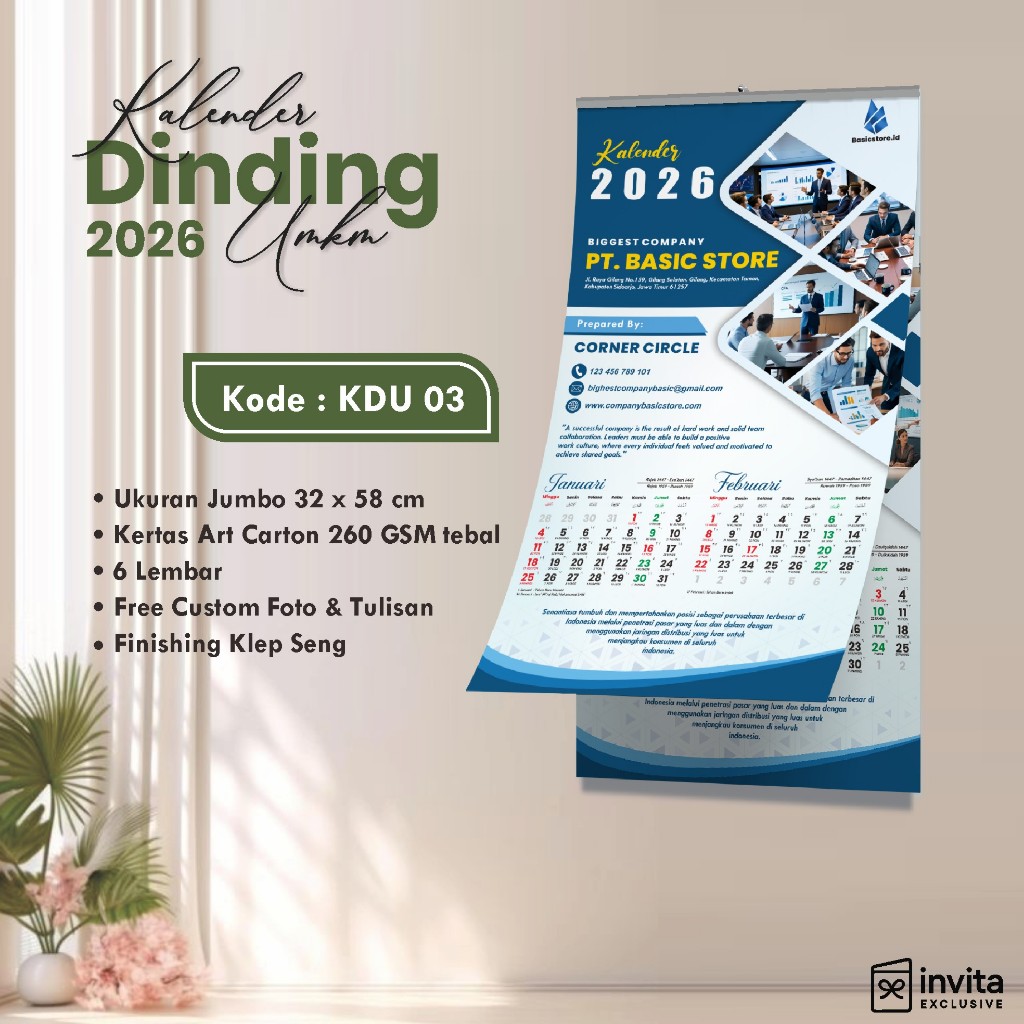 2026 COMPLETE JUMBO CALENDAR - CUSTOM FULL COLOR PHOTO WALL CALENDAR - CUSTOM KDC KDU WALL CALENDAR