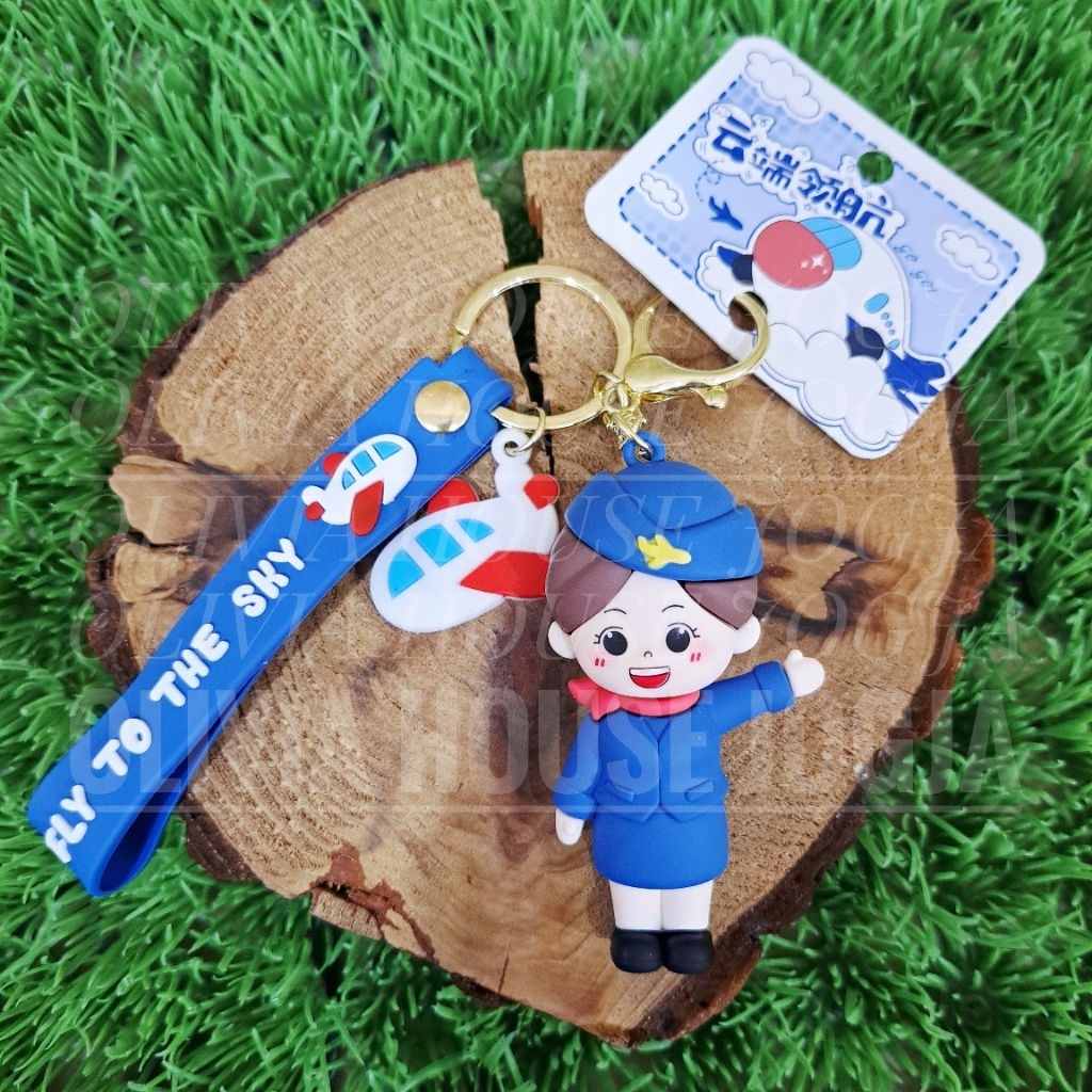 GANTUNGAN Fly to The Sky Rubber Rope พวงกุญแจพนักงานต้อนรับการบิน