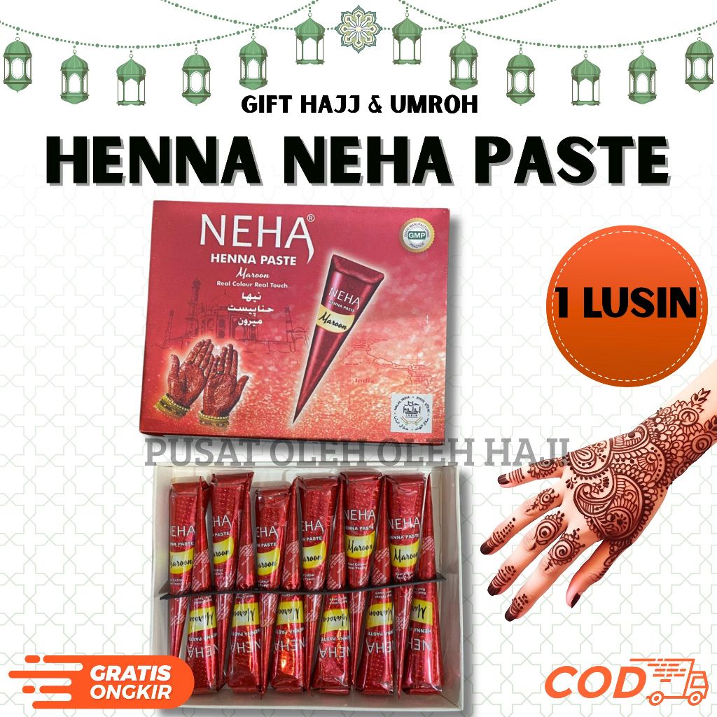 NEHA HENNA PASTE 1 DOZEN HENNA HAND HENNA สําหรับสีมือ INDIAN HENNA CONES ต้นฉบับ HENNA CONES สําหรั