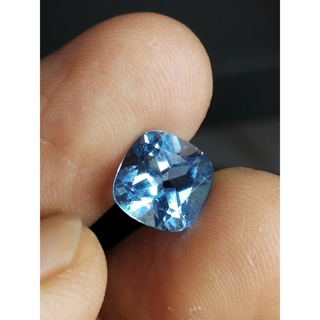Natural Swiss Blue Topaz Memo 8 x 8 x 5.5 มม. 2.95 Ct Blue Super Cushion Cutting YGL 1706