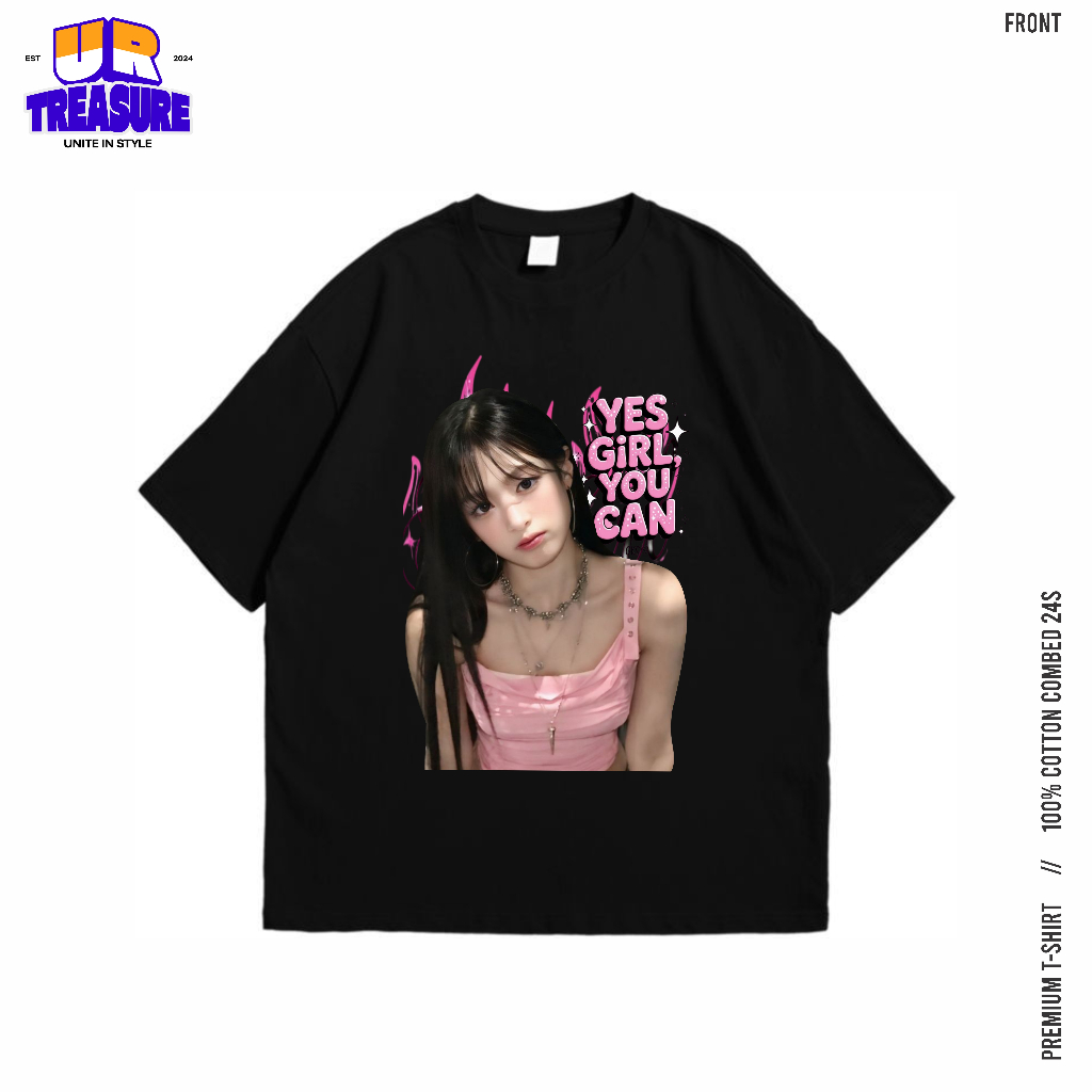 AHYEON BABYMONSTER เสื้อยืด Oversize ผ้าฝ้ายหวี 24s / เสื้อยืด Ahyeon Babymonster โดย UR Treasure