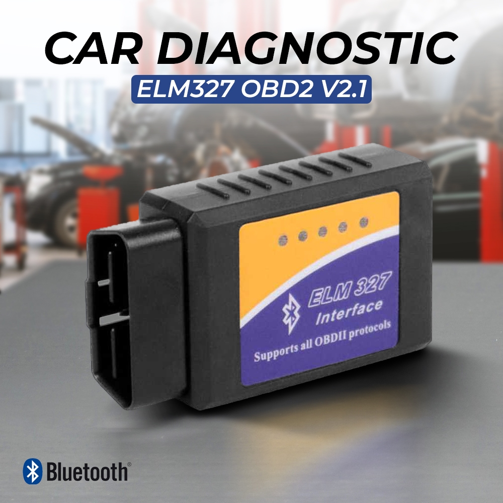 เครื่องมือทดสอบการวินิจฉัยรถยนต์ ELM327 Bluetooth OBD2 V2.1 - สีดํา