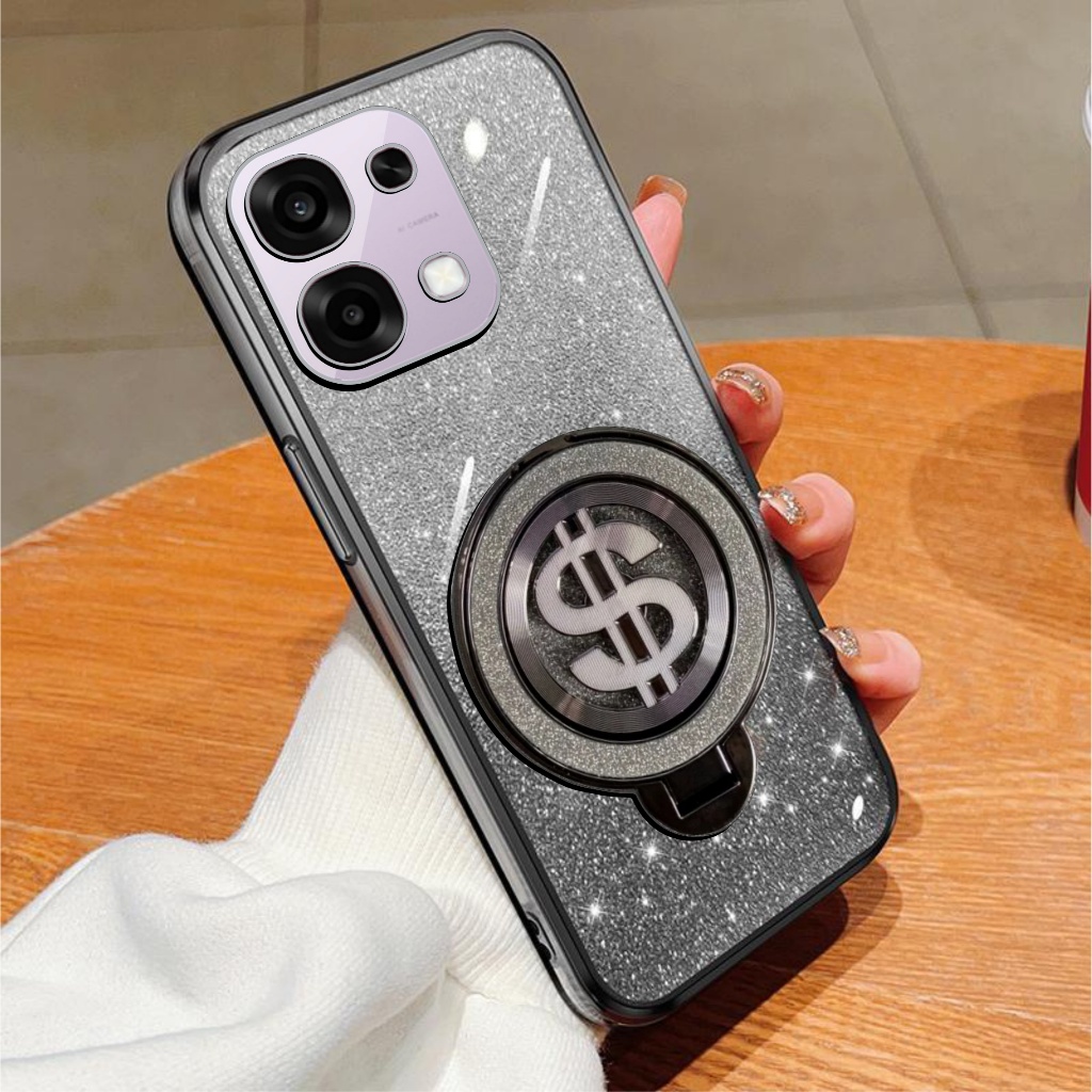 เคสนิ่ม Oppo A6 Pro Glitter Dollar Ring Stand รองรับการชาร์จไร้สาย