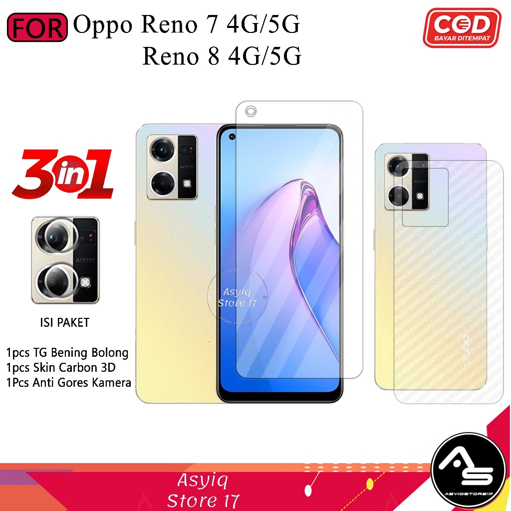 3IN1 Anti-Scratch Clear Premium Package มีรูบนกล้อง Oppo Reno 7 4G 5G 7z 8z 5G 8 4G 5G 8 LITE 8 Pro 