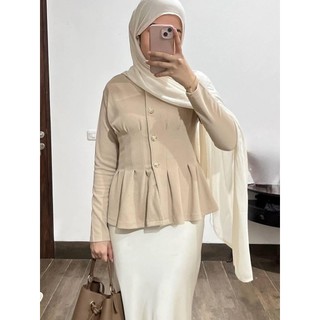 Vana Top Blouse Peplum Fit Body Atasan Wanita Lengan Panjang Kancing