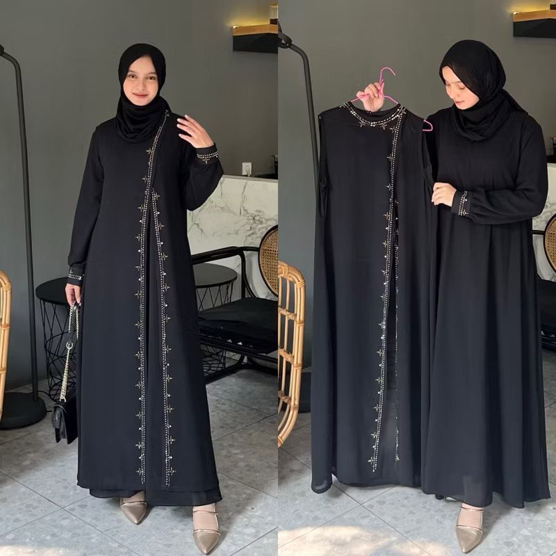 Gamis ผู้หญิงอินเทรนด์ Simple Syari Ghamis ผู้ใหญ่ Muslimah Elegant Muslimah คุณภาพพรีเมี่ยม Lebara
