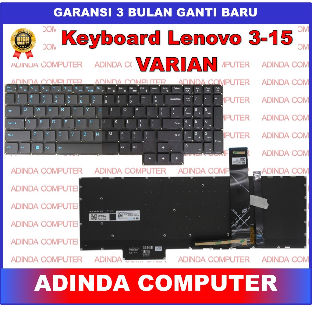 คีย์บอร์ด Lenovo Legion 5 3-15 15IAH7H 15ACH 15ACH-06 15ACH6 15ACH6H Backlight สีฟ้า